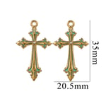 Green / 1 Piece Classic Retro Style Cross Shape Stainless Steel  Gold Color Women's Pendant Picture16